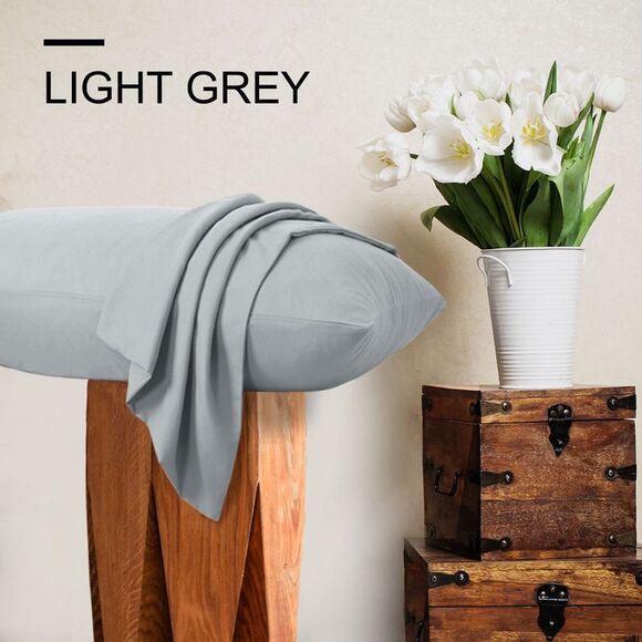 2 Pack Microfiber Pillowcases with Zipper Closure Light Grey Queen(20"x30") - Picture 2 of 6